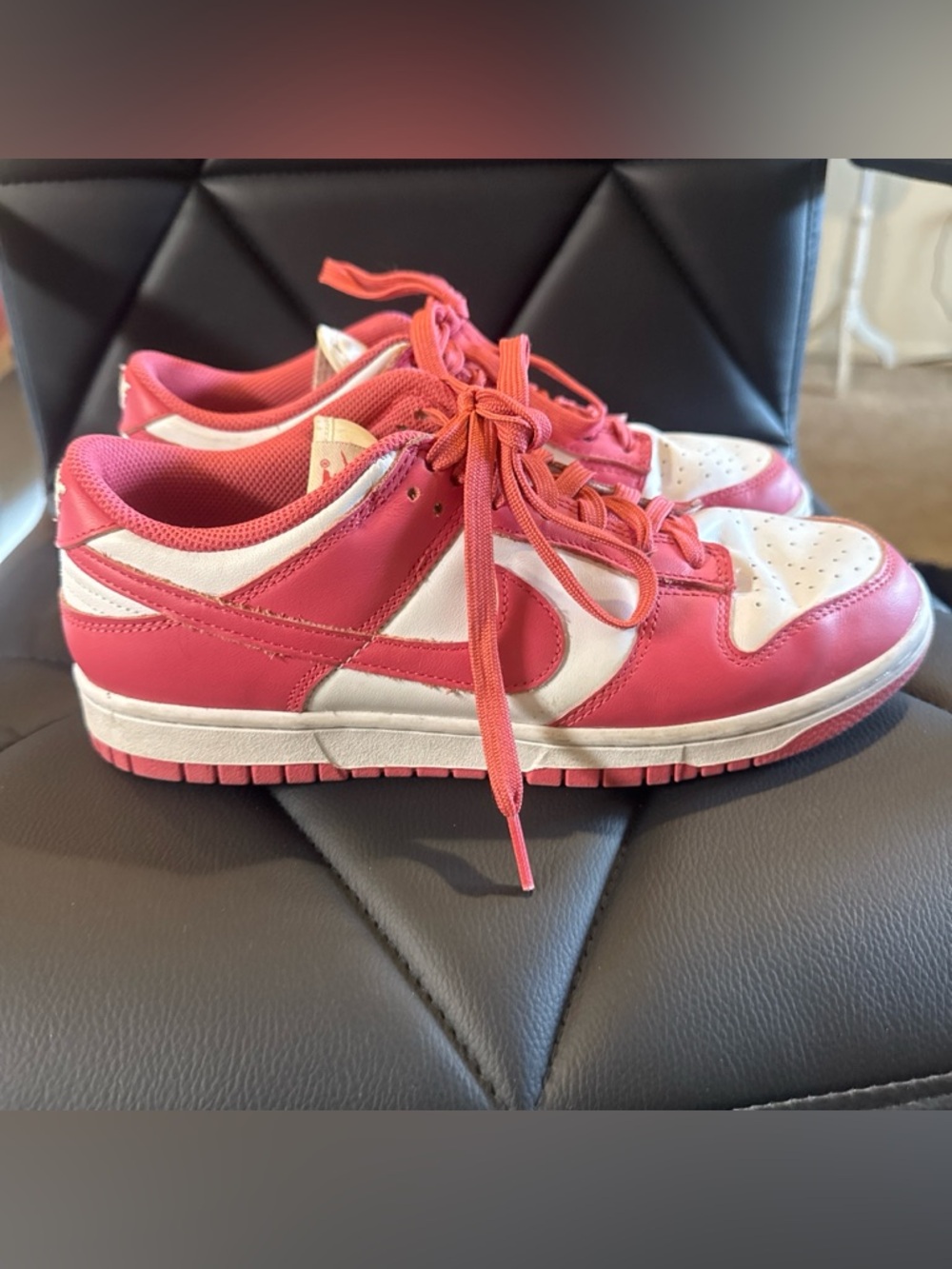 Nike Women's Pink and White Low-Top Sneakers - Classic Swoosh